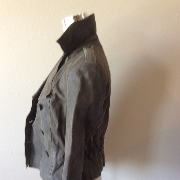 Leather Vintage Preowned Express PrecisionTaupe Distressed Jacket, size 4 - Picture 14 of 16
